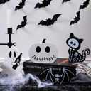 4PCS Halloween Decorations Indoor, Halloween Tiered Tray Decor Table Sign, Halloween Wooden Signs Ghost Bat Pumpkin Cat Blocks Signs, Table Decor Halloween Party Decorations for Mantle Home Shelf (Black and White-4Pcs)