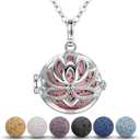 INFUSEU Aromatherapy Necklaces Essential Oils Diffuser for Women, 7 Lava Rocks Stones, 24" Chain, Unique Spiritual Gifts