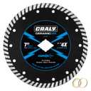 CRALY 7 Inch Super Thin Turbo Diamond Blade, 7/8 in Arbor, 7'' Diamond Stone Blade for Angle Grinder & Circular Saw, Diamond Cutting Wheel for Cutting Granite, Concrete, Brick, Marble, Masonry