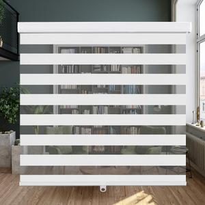 LUCKUP Cordless Zebra Blinds Roller Shades for Windows-Dual Layer High Shading Blinds with Valance High Shading Day Night Privacy Blackout Fabric, 34" W x 72" H, White