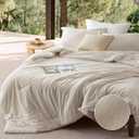 Bedsure Queen Comforter Set - Beige Soft Bedding for All Seasons, Cationic Dyed Bed Set, 3 Pieces, 1 Queen Size Comforter (90"x90") and 2 Pillow Shams (20"x26"+2")