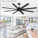 72 Inch Ceiling Fan no Light, Black Ceiling Fan with Remote, 6-Speeds, Quiet Reversible DC Motor, Industrial Ceiling Fans without Lights for Living Room, Garage, Patio, Indoor/Outdoor Use