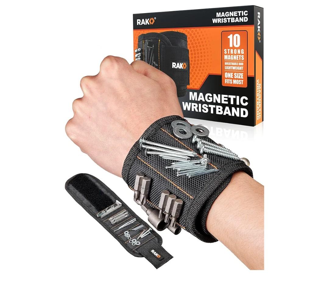 RAK Magnetic Wristband for Tools - Premium Tool Belt for Holding Screws Nails with Powerful Magnets, Birthday Gifts for Men, Cool Gadgets Stuff Gifts for Dad, Husband, Grandpa, Handyman, Him
