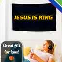 3x5 Ft Jesus is King Polyester Single Sided Flag with 2 Brass Grommets - Jesus Bedrooms Wall Decoration - Religious Cool Flags Banner for Room Guys College Dorm - Christian Flags for Indoor or Outdor