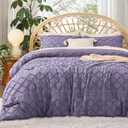 Bedsure Queen Comforter Set - Sage Green Comforter, Boho Tufted Distressed Vintage Bedding for Kids, 3 Pieces Farmhouse-Style Bed Set for All Seasons, Fluffy Soft Bedding with 2 Pillow Shams (Grayish Purple)