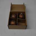 DN DECONATION 3 PCS Christmas Ball Ornaments – 3” Brown Glass Hanging Ball Ornaments Set for Christmas Tree with Shimmering Gold Lines, Winter Decor Holiday Decorations Xmas Gifts