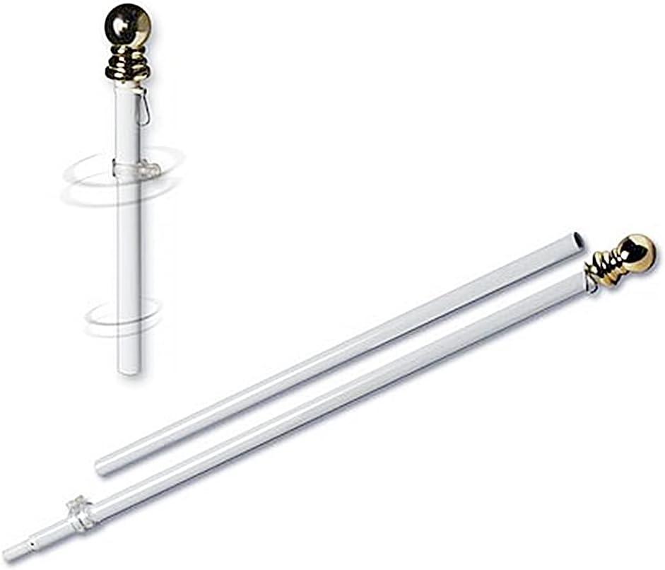 Grace Alley 6 Ft Tangle Free Spinning Flag Pole, White AluminumWind Resistant, Rust Proof, Built for Residential or Commercial Use