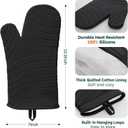 Beneno BPA-Free Silicone Oven Mitt 2-Pack Set, Heat Resistant 500F Oven Mitts with Non-Slip Grip, Soft Thicker Lining, 7"x13", Black