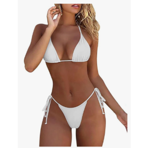 Women's 2 Piece Swimsuit Halter String Bikini Adjustable Bathing Suit, Small