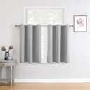 ChrisDowa Small Window Curtains for Kitchen and Bedroom - Grommet Short Thermal Insulated Room Darkening Curtains (2 Panels, Light Grey, 34 x 36 Inch)