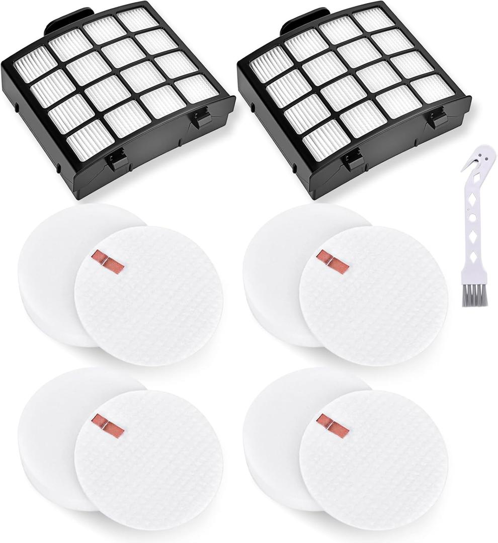Leadaybetter AZ2002 Vacuum Filter Replacement for Shark Vertex DuoClean PowerFin Upright Vacuum AZ2000 AZ2000W AZ2002, 2 HEPA, 4 Foam and 4 Felt Filters, Replace Part XHFAZ2000, XFFKAZ2000