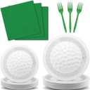 Qyeahkj 100 Pcs Golf Party Supplies Plates and Napkins Set Golf Birthday Party Decorations Paper Tableware Dinnerware Kit Disposable Sports Golf Ball Themed Party Decor Favors for Kids Serves 25