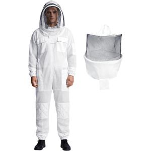 3 Layer Mesh Ventilated Beekeeping Suits Professional Ultra Ventilated Bee suit Premium Beekeeping Suit with Two Detachable Beekeeping Veils for Men Women, Large