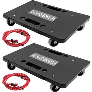 Furniture Mover with Wheels, Heavy Duty Moving Dolly Interlocking Design Small Flat Dolly Cart 16 Inch Furniture Dolly, Black (2)