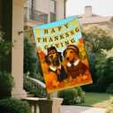 IVN Happy Thanksgiving Dogs Garden Flag 12x18 Inch Double Sided Autumn Harvest Pumpkin Outdoor Yard Flag for Home Front Door Lawn Porch Patio Decor