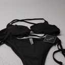 ZAFUL Women's High Cut Bikini Sets Ribbed V-Wire Cami Bikini Two Piece Swimsuit (Black)