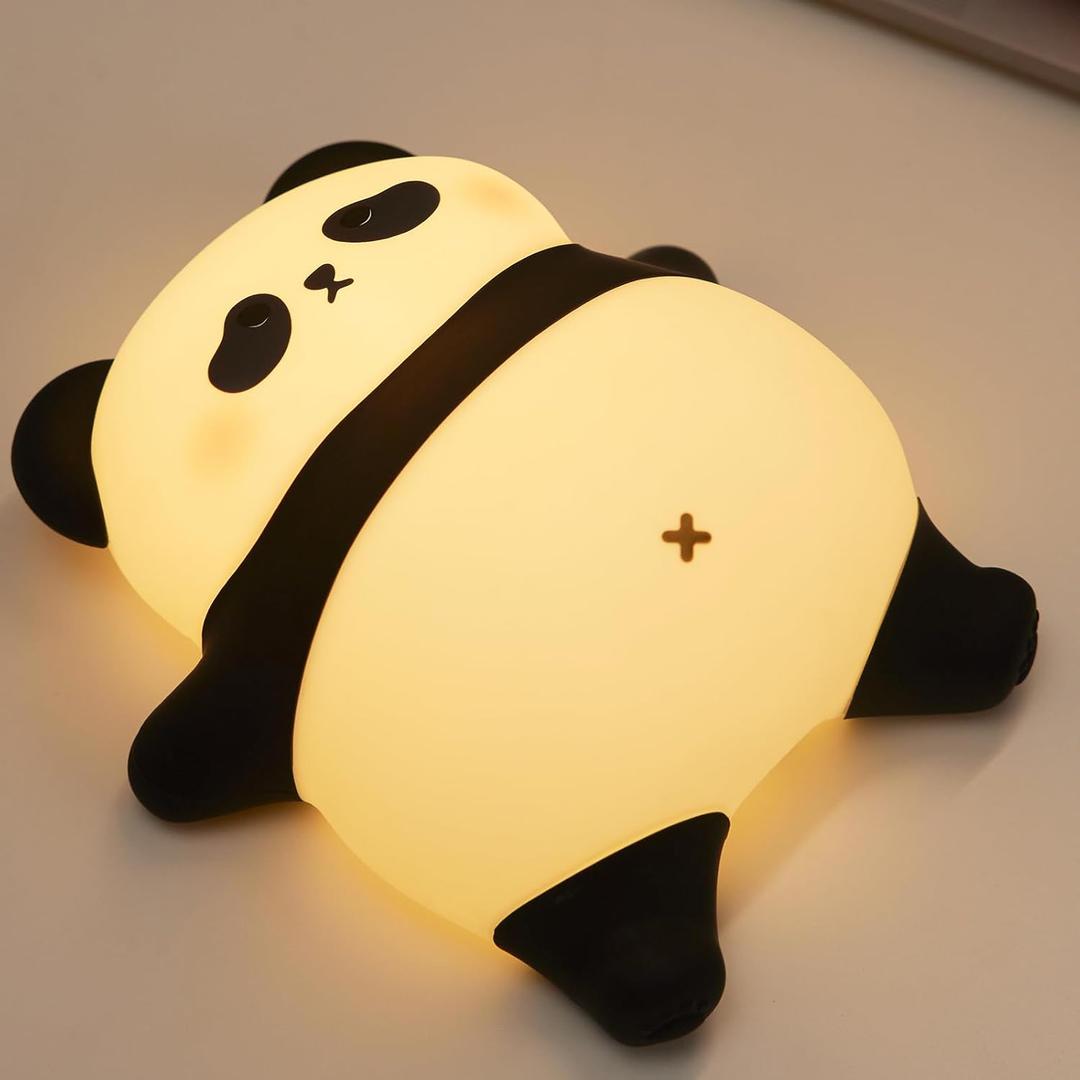 Voice Control Panda Night Light, 6 Colors 30-Minute Timer, Cute Animal Silicone Nursery Night Light Rechargeable Table Lamp Bedside Lamp with Touch Sensor for Baby Holiday Gift for Boys & Girls