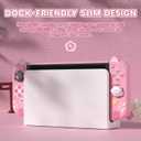 playvital Protective Case for Nintendo Switch OLED with Extra Stand - Cherry Blossoms Kitten Dockable Hard Shell Cover + Silicone Grips for Switch OLED with Thumb Grips, Shockproof - Pink
