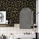 Heroad Floral Wallpaper Black and Gold Contact Paper Boho Wall Paper Peel and Stick Modern Removable for Cabinets and Drawers Waterproof Self Adhesive 17.3" x 78.7"