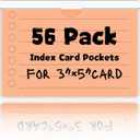 3" x 5" Index Card Holder 56 Pack Adhesive Plastic Label Holders, Clear Tote Bag Labels & Stickers for Organizing Storage Bins, Library Card Shelves