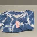 CATHY 2026 Womens Tops Summer Short Sleeve V Neck Tunic T-Shirts Blouse S-4XL (3X-Large, Blue Tie-dye)