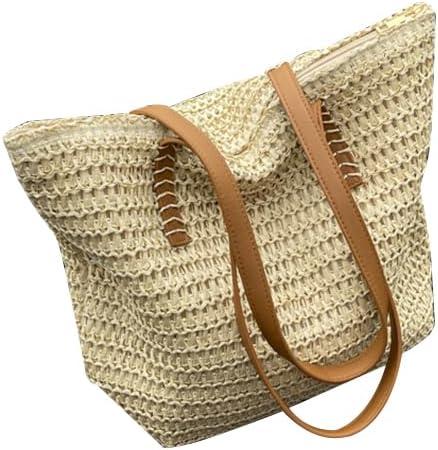 Beach Bags for Women,Summer Travel Woven Straw Beach Tote Bag Shoulder Handbags (Beige Big)