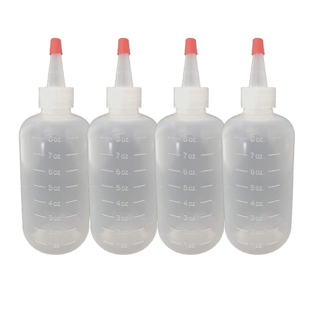  Applicator Bottles with Cap 8oz Oil Bottles for Hair Coloring Dyeing BPA Free (4 Pack)