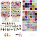3 Pack 8mm Glass Beads for Jewelry Making1800+pcs 72 Colors Round Crystal Glass Beads DIY Bracelet Making Kit with AccessoriesSolidCrackle and Gradient Colors 3 Box