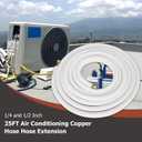25 FT Air Conditioning Copper Hose Hose Extension, 1/4 and 1/2 Inch Thickened Insulation Cotton with Nuts and Other Accessories Fit for Mini Split Air Conditioner