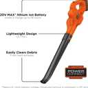 BLACK+DECKER Cordless Leaf Blower with Battery and Charger 20V MAX, Electric Leaf Blower 130 mph Air Speed, Lightweight Design (LSW221)