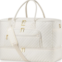 Travel Duffle Bag, Wide Open Large Weekender Bag for Women with Shoe Compartment, Carry on Overnight Bags with Toiletry Bag, Hospital Bag for Women Labor Delivery with Wet Pocket (Beige)