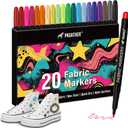2 x Fabric Markers Permanent for Clothes, 20 Colors Fine Tips Paint Pens for Clothing Canvas Tote Bags T-Shirt and Shoes, Non Toxic Ink for Kids and Adults