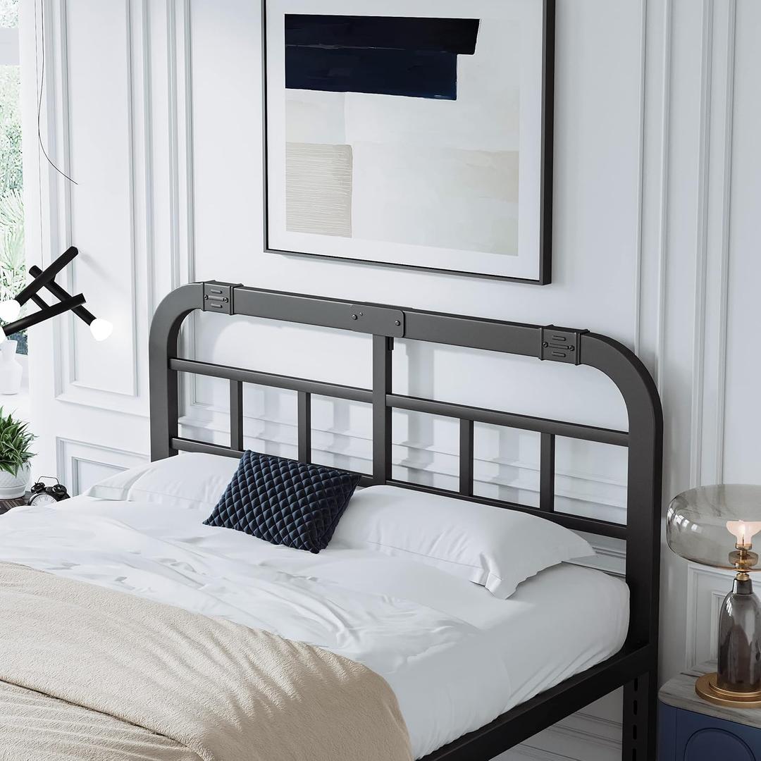 King Headboards Only, Black Metal Frame, Simple and Industrial Style,Add On Design 40 Inches Tall and Adjustable Height, Easy Assembly