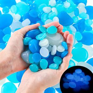 Novabright 300 Pcs Glow in The Dark Pebbles, Glowing Rocks Outdoor Decor Glow in The Dark Pebbles Luminous Stones Landscaping Decor for Garden Fish Tank Gravel, Lawn Yard, Walkway, Mixed Size
