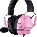 SENZER SG500 Surround Sound Pro Gaming Headset with Noise Cancelling Microphone - Soft Memory Foam Padding - Portable Foldable Headphones for PC, PS4, PS5, Xbox One, Switch - Pink