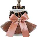 Fashion Sweet Puppy Dog Autumn and Winter Princess Skirt Pet Dog Lace Cake Camisole Tutu Dress B-Leapord XS (XS( Back:6.5" Chest:11.0"))
