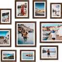 Giftgarden Brown Picture Frames with Mat for Multiple Sizes Photos, Four 4x6, Four 5x7, Two 8x10, Assorted Gallery Frame Collage for Wall or Tabletop, Set of 10