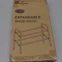 Housen Solutions 2 Tier Expandable Shoe Rack for Closet, Adjustable Shoe Shelf Storage Organizer for Small Space,Heavy Duty Metal Free Standing Shoe Rack for Entryway Closet, Black