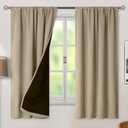 BGment 100% Blackout Curtains for Bedroom 63 Inch Length 2 Panels, Thermal Insulated Room Darkening Curtains Rod Pocket Soundproof Bedroom Living Room Window Curtains, Sand, Each 52 Inch Wide