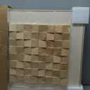 Framed 3D Wood Textured Wall Art, Large Modern Beige Geometric Wooden Artwork for Walls, Minimalist Neutral Square Paintings Wall Decor for Living Room, Dining Room, Bedroom, Office, 28x28 Inch