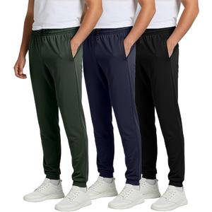 Real Essentials 3 Pack: Men's Mesh Jogger | Athletic Sweatpants with Pockets | Active Track Gym Workout Pant (Big & Tall) (X-Large)