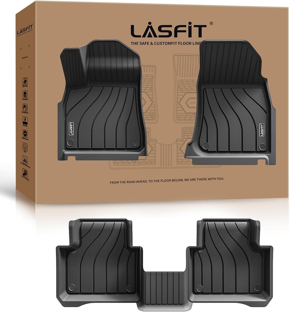 LASFIT Floor Mats for Porsche Cayenne 2019-2026 All Weather Floor Liner TPE Custom Fit 1st & 2nd Row Car Mats for Porsche Cayenne Automotive Accessories, Black, Easy to Clean