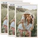 20x30 Frame Set of 3, Rustic White Wood Grain 20x30 Poster Frame for Gallery Wall Mounting (3 Pack,White)