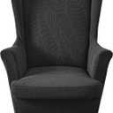 HZDHCLH Waterproof Wingback Chair Slipcovers 2 Piece,Stretch Spandex Wing Chair Covers for Living Room,Washalbe Armchair Sofa Slipovers (Black)