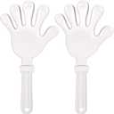 Beistle White Giant Hand Clappers 2 Count Plastic Stadium Noise Makers for Sports Games Pep Rallies Graduations Parades Tailgates Fan Spirit Cheering Accessories and Party Celebrations, 15 x 7.5