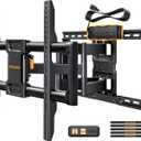 Perlegear Full Motion TV Wall Mount with Power Strip for 4290 Inch TVs up to 150 lbs, Pre-Assembled TV Mount Has Smooth Swivel, Tilt, Extension, Max VESA 600x400mm, 12/16/24 Wood Studs, PGLF11