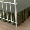 Tufted Dot Bed Skirt Queen Size Ruffled Bed Skirt with Split Corners, 18 Inch Drop Dust Ruffle Bed Skirts with Platform, Olive Green
