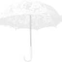Mini White Lace Parasol Umbrella, 16.5x18 inches Vintage Bridal Lace Decorative Umbrella for Tea Party Small Photography Prop Craft umbrella for Kids Women Wedding Party Photo Props (Rose)