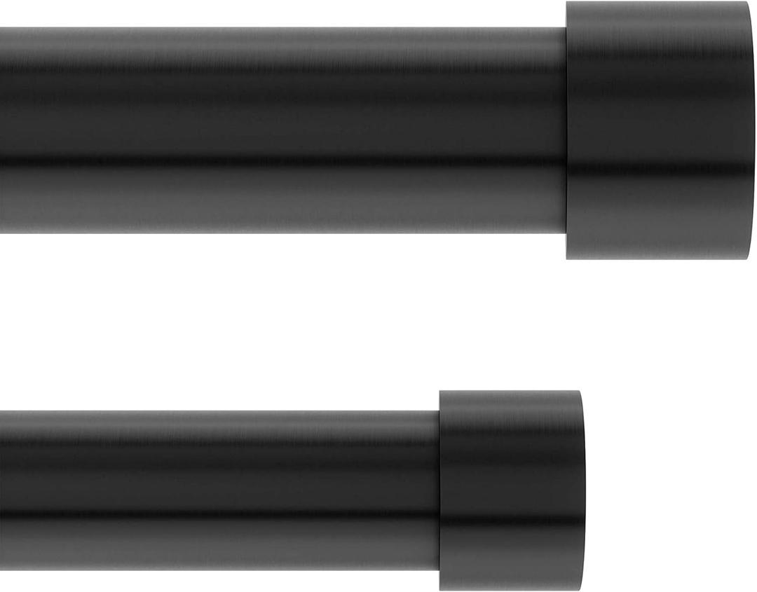 Umbra Cappa Double Curtain Rod, Includes 2 Matching Finials, Brackets & Hardware, 36 to 66-Inch, Black