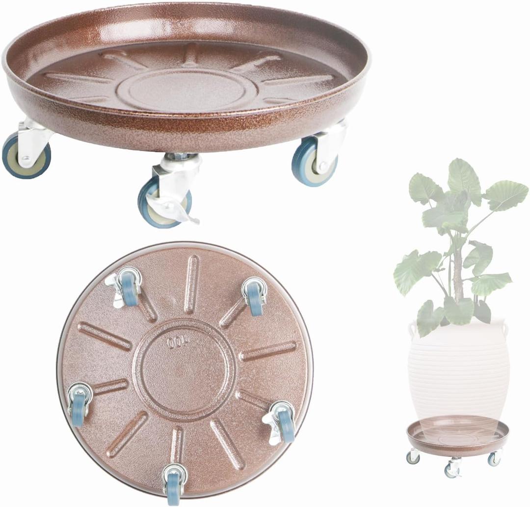 3 Pack Metal Heavy Duty Plant Caddy With Wheels 16 Inch, Round Plant Caddy Suitable For Outdoor and Indoor Mobile Flower Pots, Don't Worry About This Metal Product Getting Deformed or Damaged.